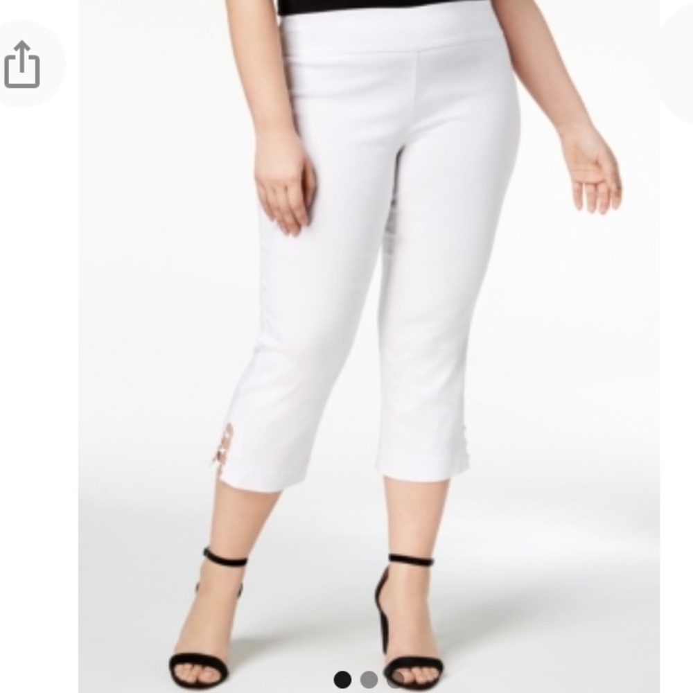 NEW JM Collection Plus Size Capri Stretch Pull On Pants, Size 2X, White